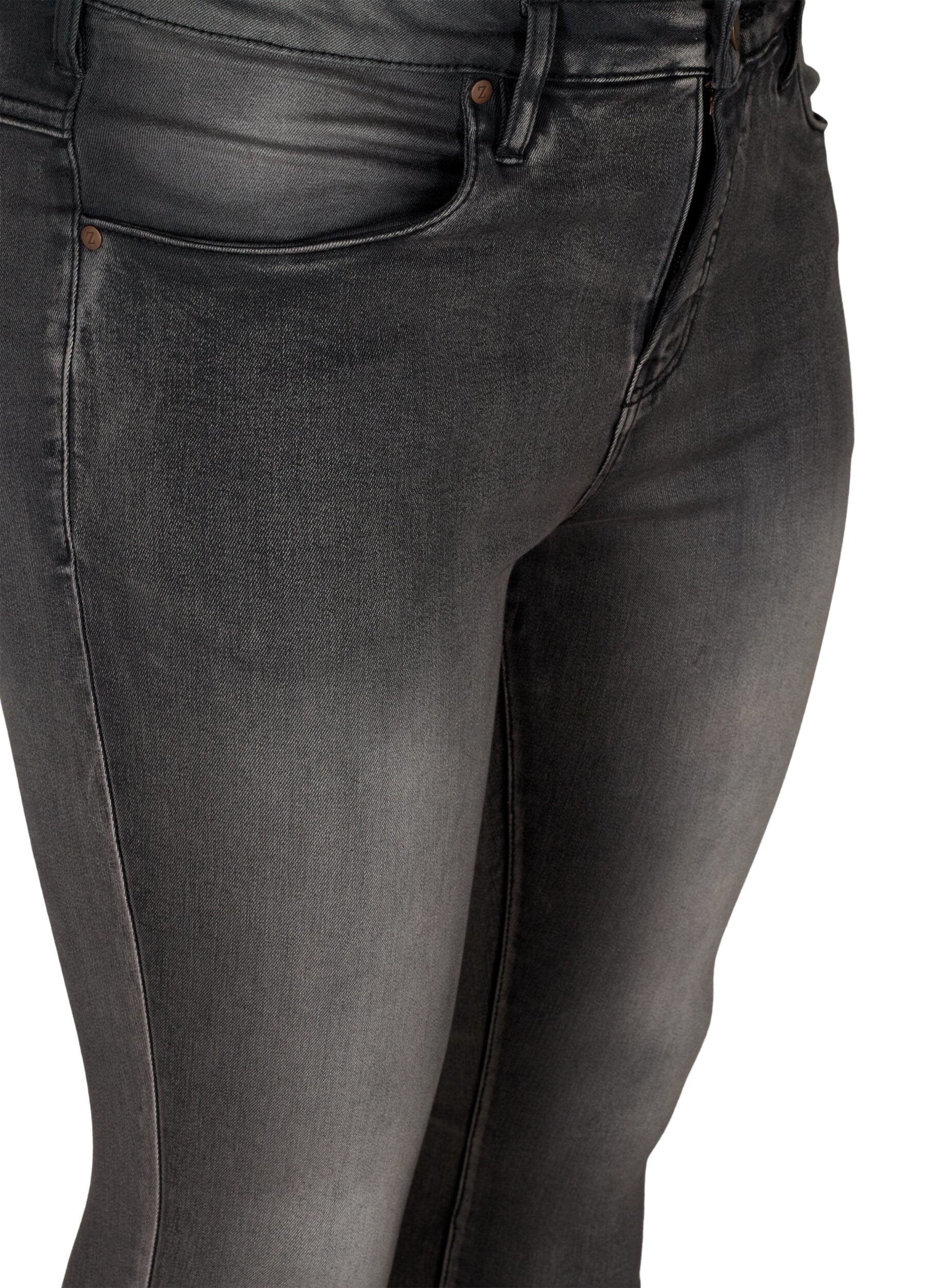 Zizzi Super slim Amy jeans med h&ouml;g midja, Dark Grey Denim, Packshot image number 2