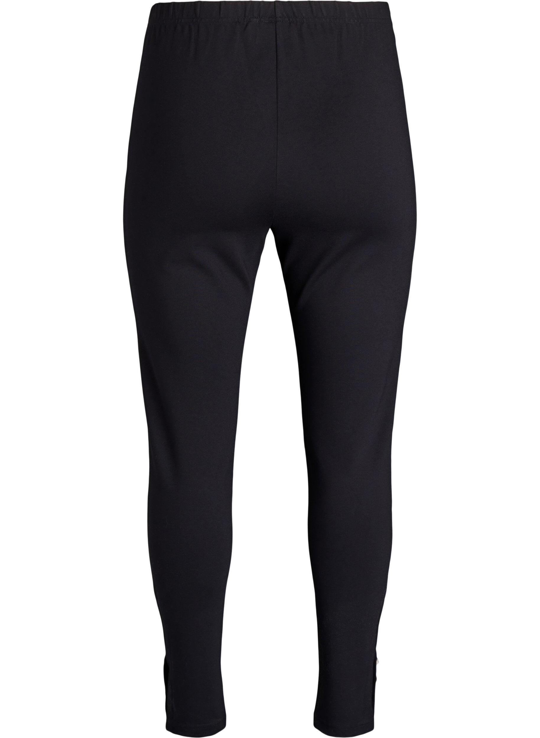 Zizzi Leggings med knappar nedtill, Svart, Packshot image number 1