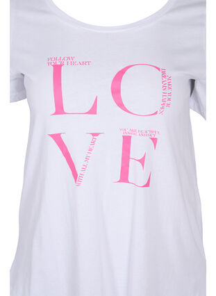 T-shirt i bomull med texttryck, Bright White LOVE, Packshot image number 2