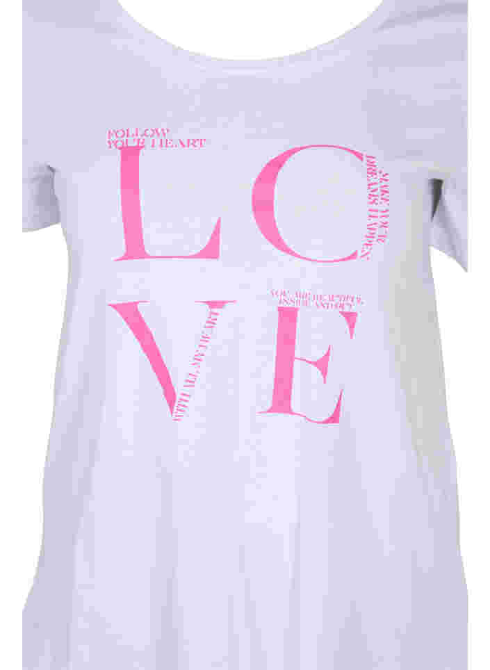 T-shirt i bomull med texttryck, Bright White LOVE, Packshot image number 2