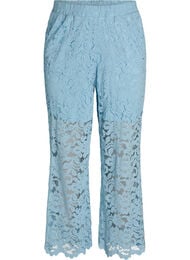 Byxor i spets med h&ouml;g midja och raka ben, Bl&aring;