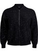 Cardigan med dragkedja och paljetter, Svart, Packshot image number 0