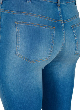 Extra slimmade Sanna jeans med förstörd stil, Blue denim, Packshot image number 4