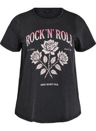 T-shirt i ekologisk bomull med rocktryck, Svart
