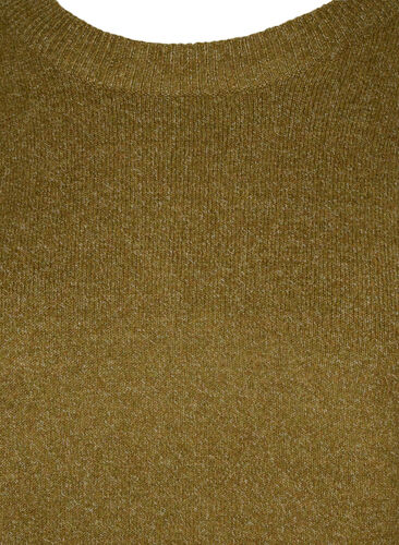 Melerad stickad tröja med 3/4-ärmar, Fir Green Mel., Packshot image number 2