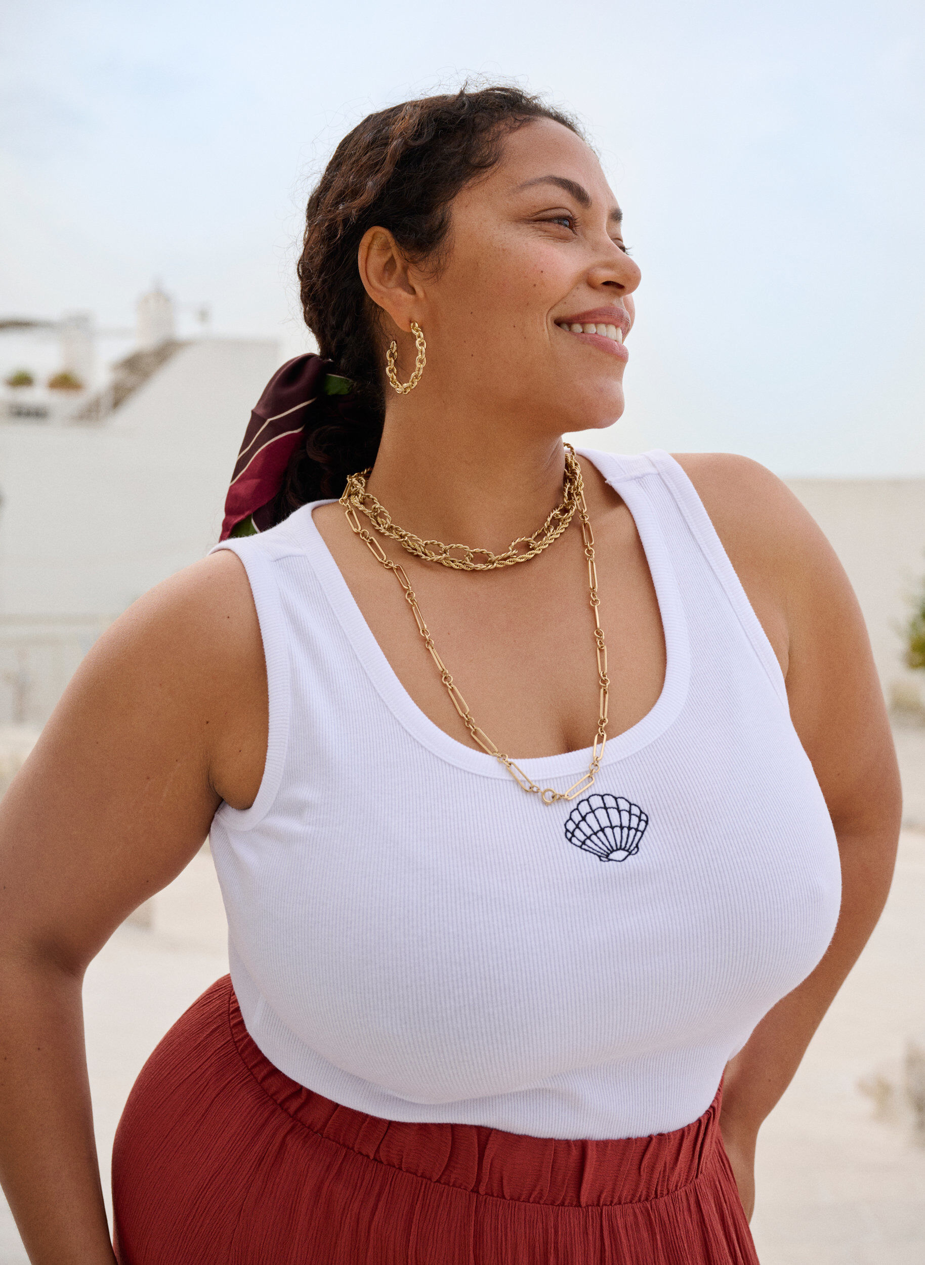 ZizziT&aring;tsittande topp med motiv, Vit, Image image number 0