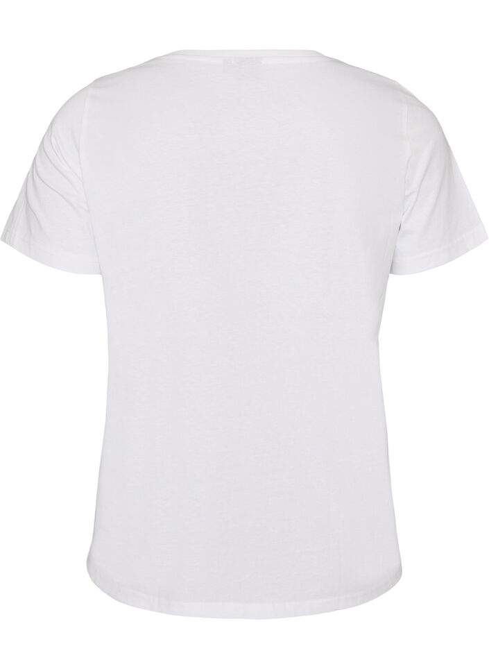 T-shirt i bomull med tryck framtill, Vit, Packshot