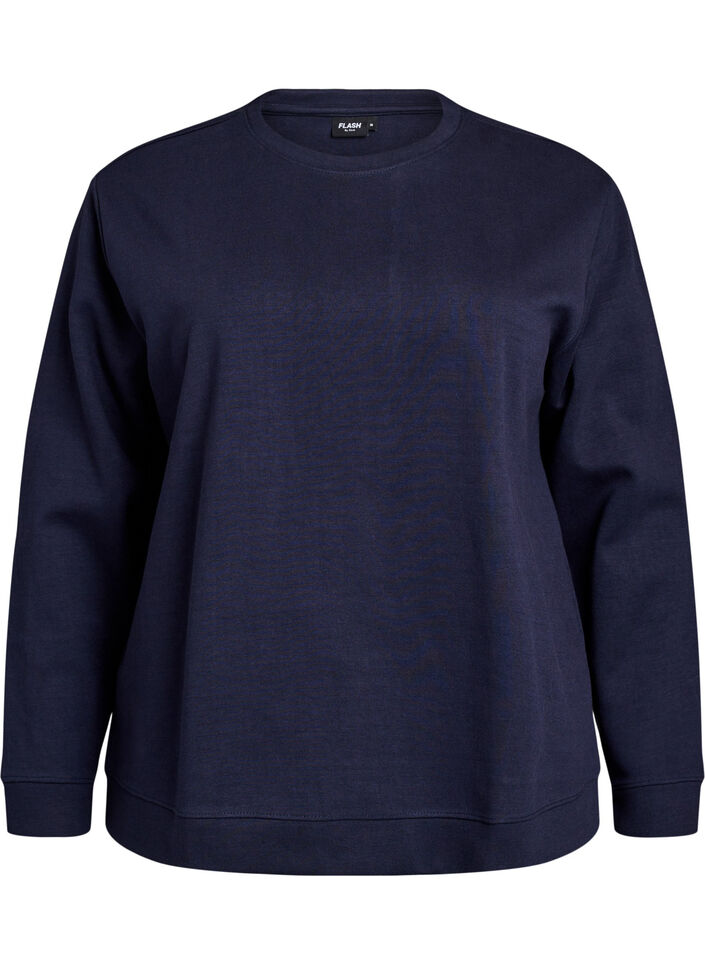 Sweatshirt med rund halsringning, Bl&aring;, Packshot image number 0