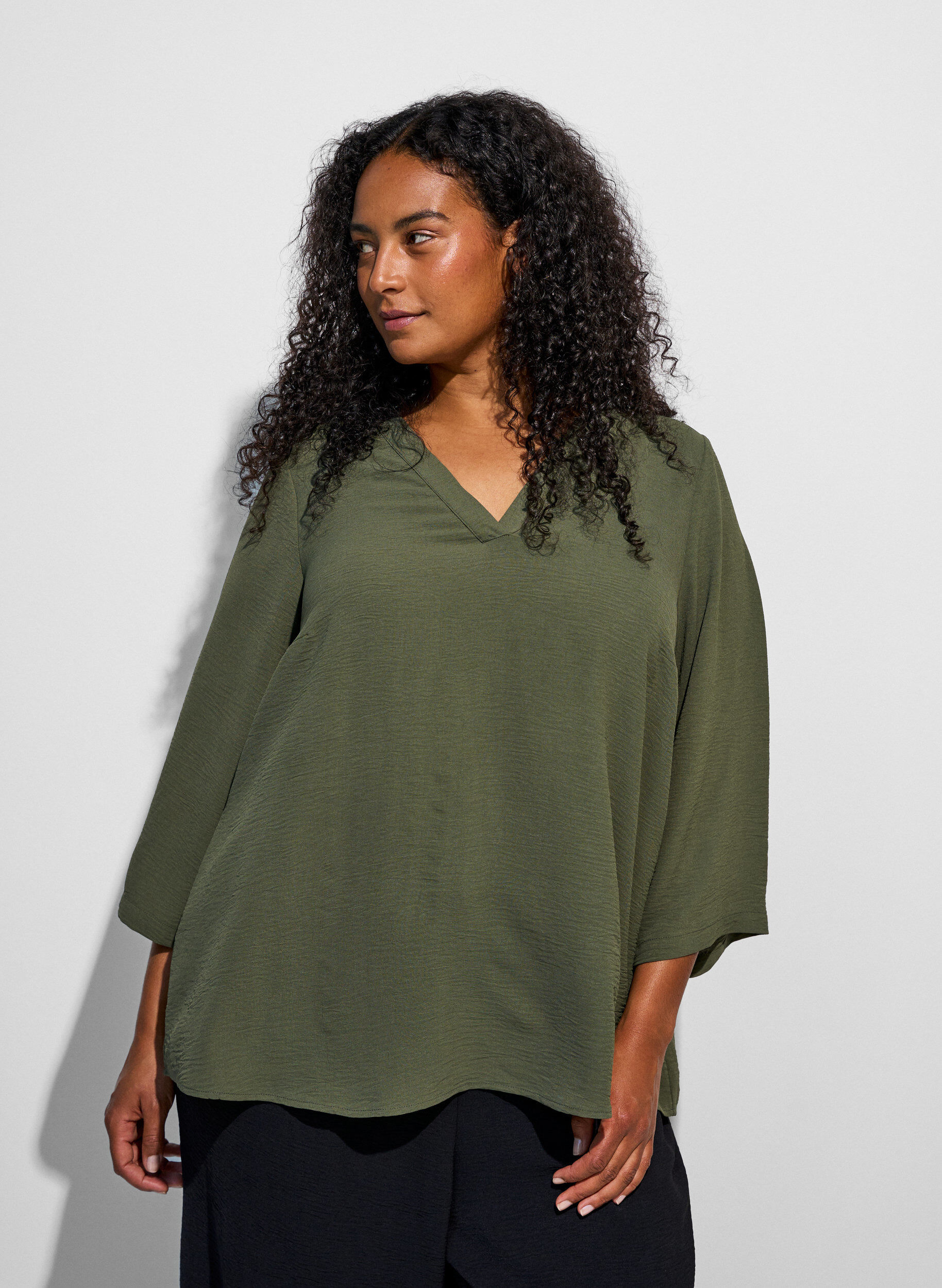 Blus med 3/4-&auml;rm, Gr&ouml;n, Model