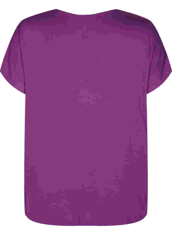 Kortärmad t-shirt i viskos med blommönster , Grape Juice Flower, Packshot image number 1
