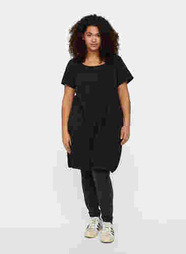 Kortärmad klänning i bomull, Black, Model image number 2