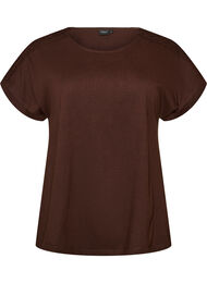 T-shirt i bomull med virkad detalj, Brun