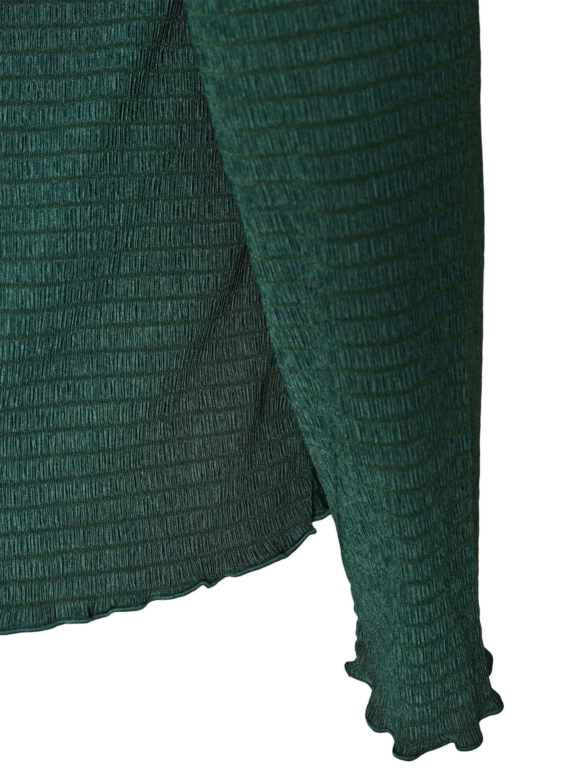 ZizziTexturerad blus med v&aring;giga kanter, Gr&ouml;n, Packshot image number 3