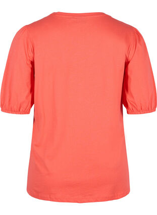 T-shirt med lös passform och ärmar som går till armbågen, Hot Coral, Packshot image number 1