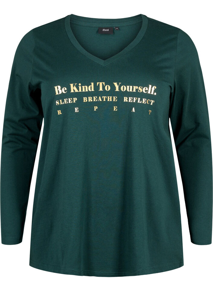 Nattskjorta i bomull med textm&ouml;nster, Scarab, Packshot image number 0