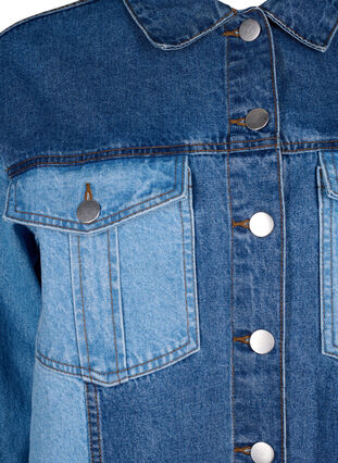 Colorblock jeansjacka, Light Blue Denim, Packshot image number 2