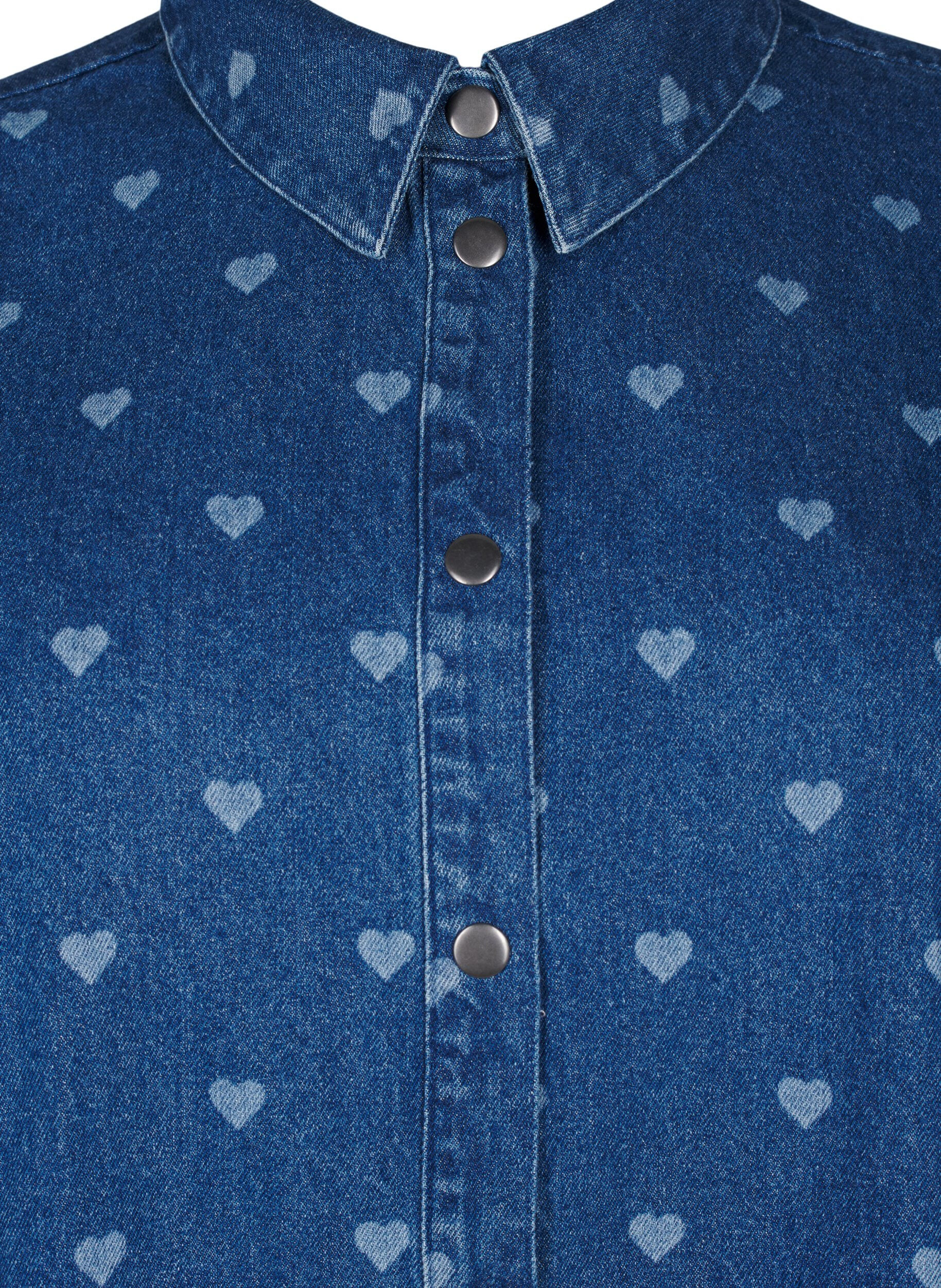 Zizzi Denimskjorta med hj&auml;rtan, L. Blue D. W. Heart, Packshot image number 2