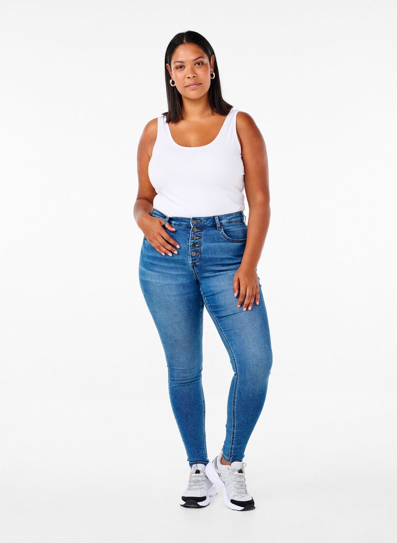 Enf&auml;rgat baslinne i bomull, Vit, Model image number 1