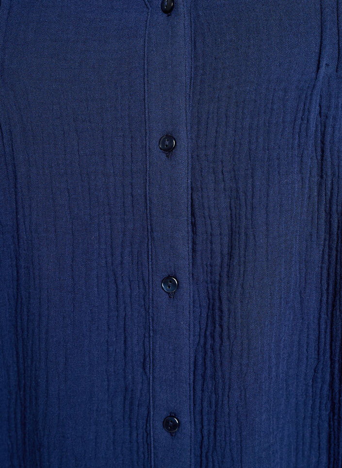 Blus i bomullsmuslin med broderade detaljer, Bl&aring;, Packshot image number 2