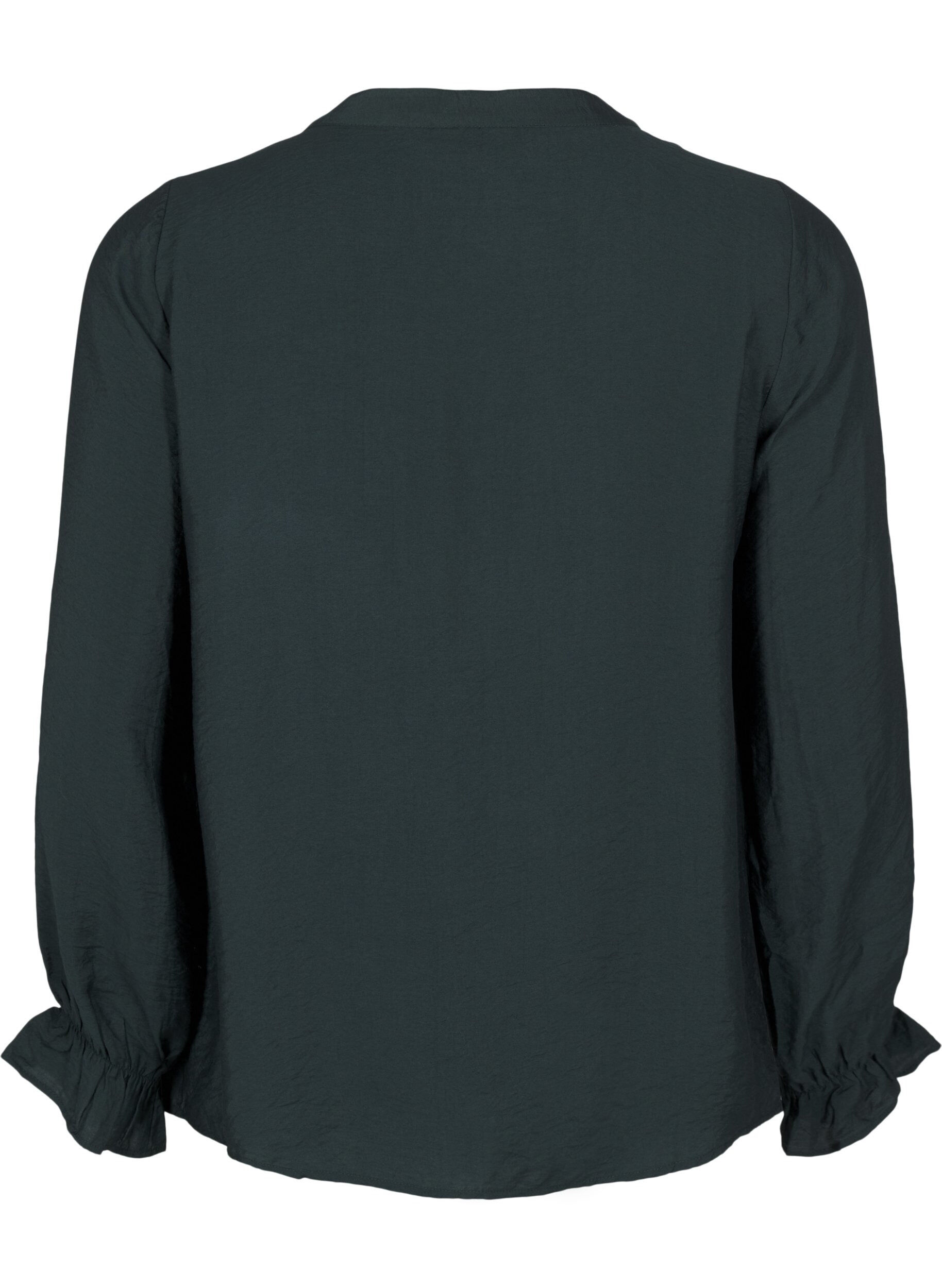 Zizzi L&aring;ng&auml;rmad blus med v-ringning, Scarab, Packshot image number 1