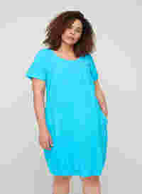 Kortärmad klänning i bomull, River Blue, Model