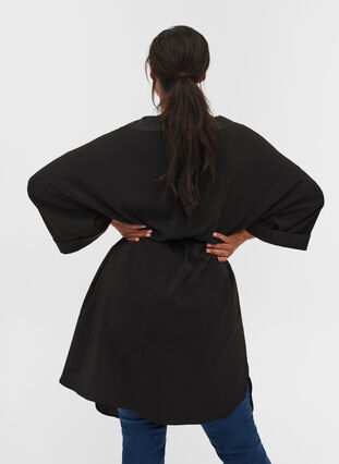 Kimono med knytband, Black, Model image number 1