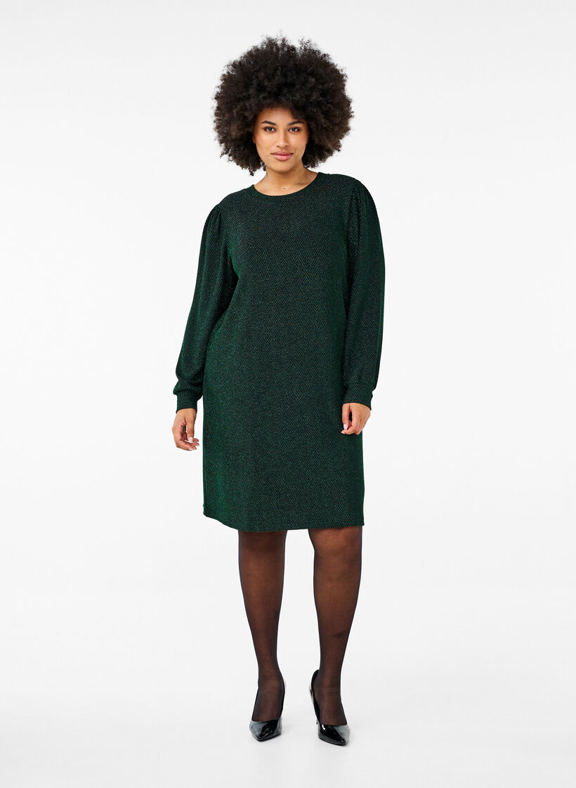 Klänning med sicksackmönster och glitter, Scarab ZigZagShimmer, Model image number 2