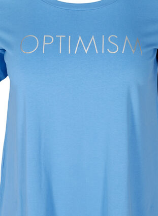 Kortärmad bomulls t-shirt med tryck, Ultramarine OPTIMISM, Packshot image number 2