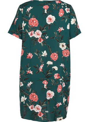 Klänning med korta ärmar, GREEN FLOWER AOP, Packshot image number 1