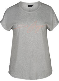 Tränings-t-shirt med tryck på bröstet, Light Grey Melange