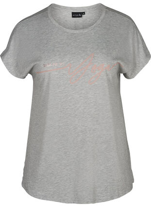 Tränings-t-shirt med tryck på bröstet, Light Grey Melange, Packshot image number 0