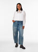 Skjortblus med spetsinf&auml;llning och prickigt m&ouml;nster, Vanilla, Model image number 1