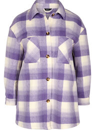 Rutig skjortjacka med knappar och fickor, Purple Check