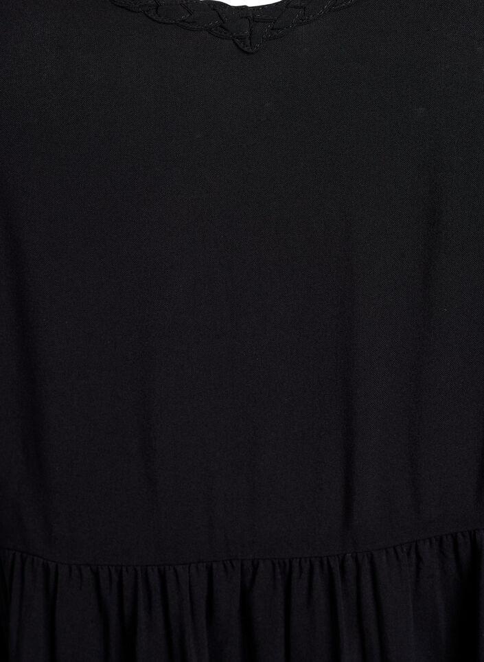 Midi-bandklänning med smockad rygg, Svart, Packshot image number 2