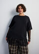 Blus med &auml;rmar i mesh och spetskant, Svart, Model image number 0