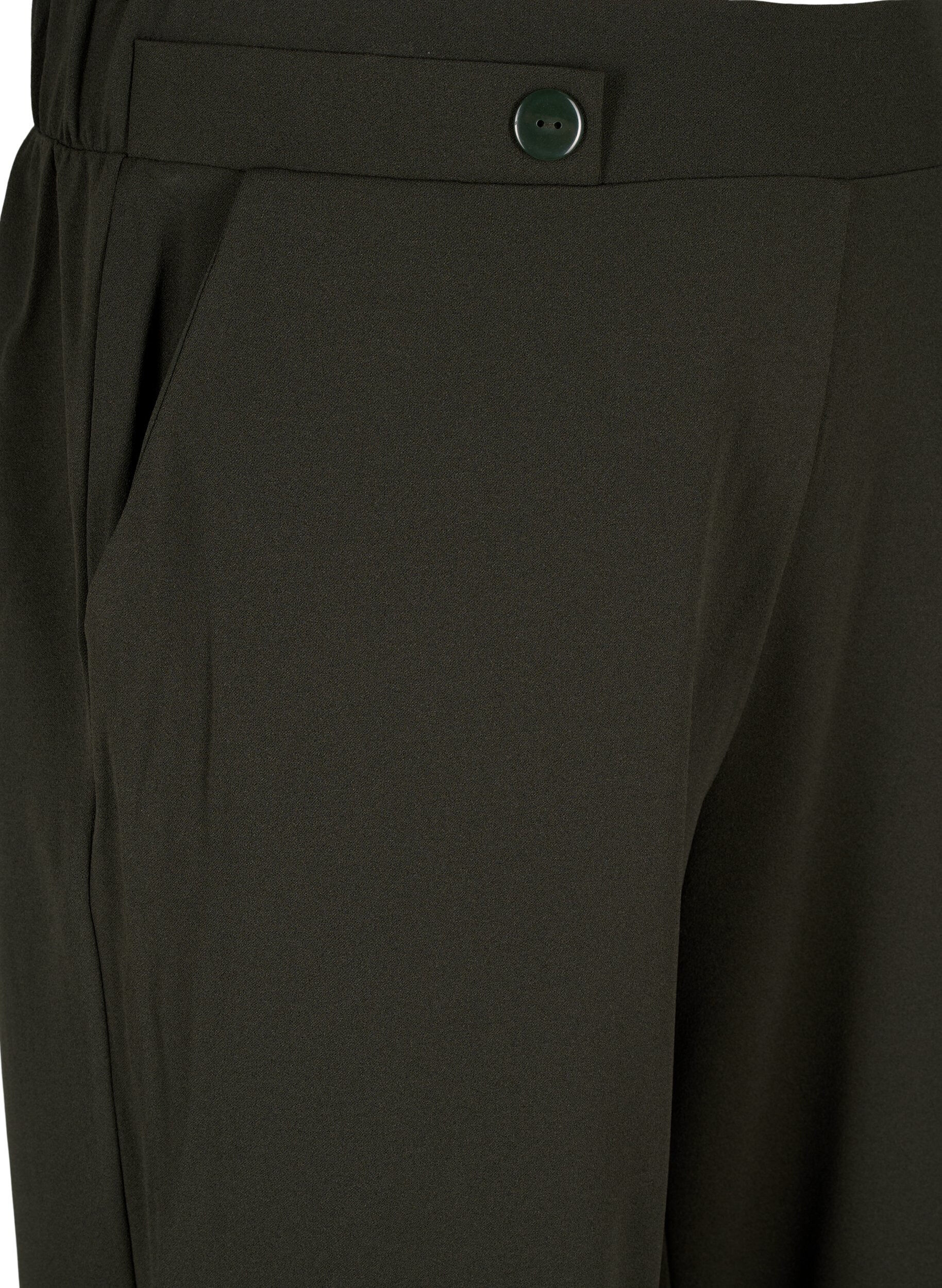 Zizzi L&ouml;st sittande byxor med fickor, Gr&ouml;n, Packshot image number 2