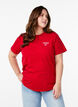 T-shirt i bomull med texttryck och rund halsringning, R&ouml;d, Model image number 0