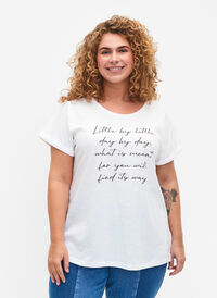 T-shirt med tryck i ekologisk bomull, Bright White, Model