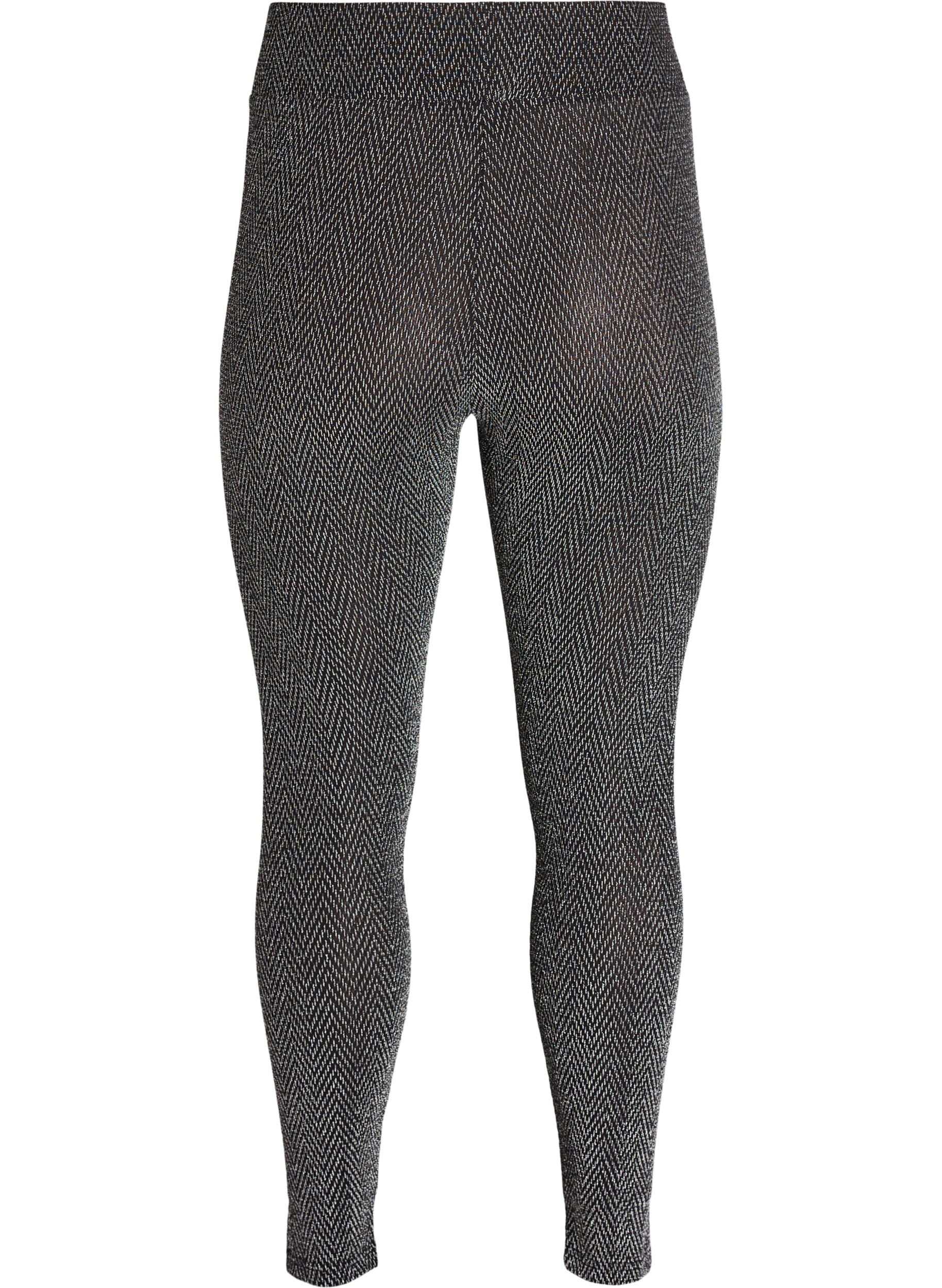 Zizzi Leggings med glitterm&ouml;nster, Svart, Packshot image number 1