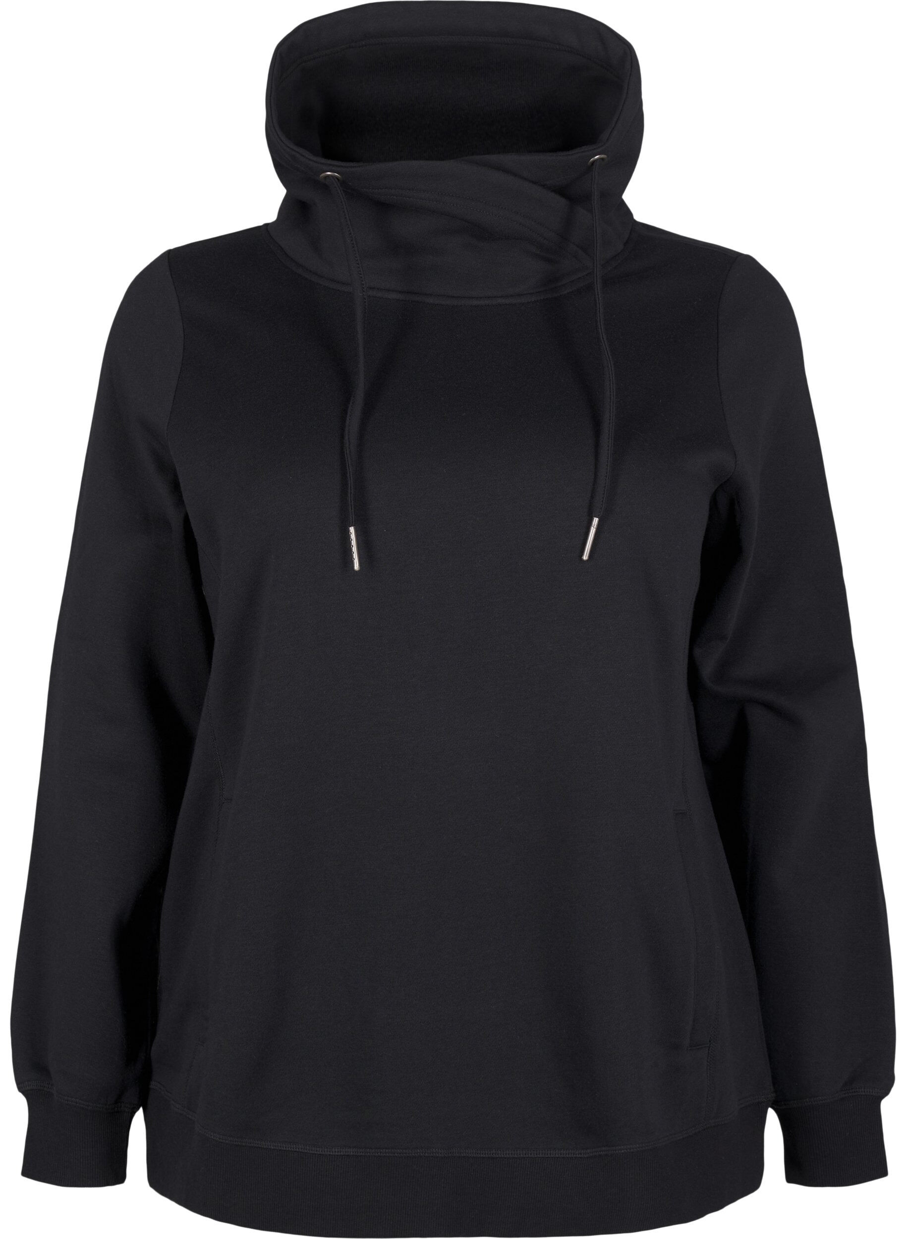 Zizzi FLASH - Sweatshirt med h&ouml;g krage, Black, Packshot image number 0