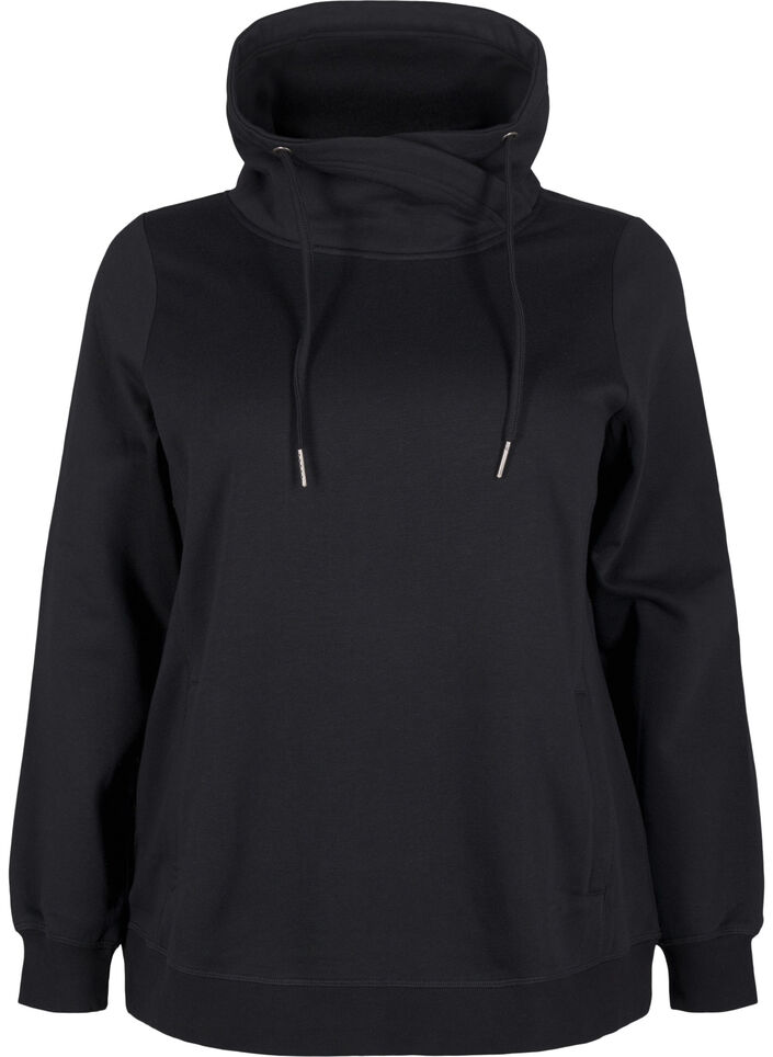 FLASH - Sweatshirt med hög krage, Black, Packshot image number 0