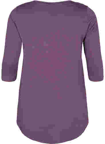 T-shirt i bomull med 3/4-ärmar, Vintage Violet, Packshot image number 1