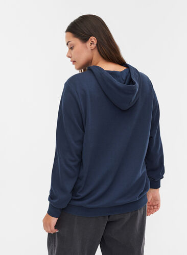 Sweatshirt med huva och ficka, Black Iris, Model image number 1