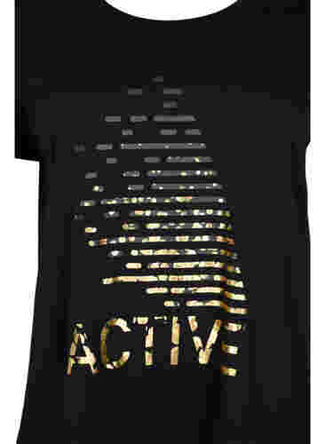  T-shirt till träning med print, Black gold foil logo, Packshot image number 2
