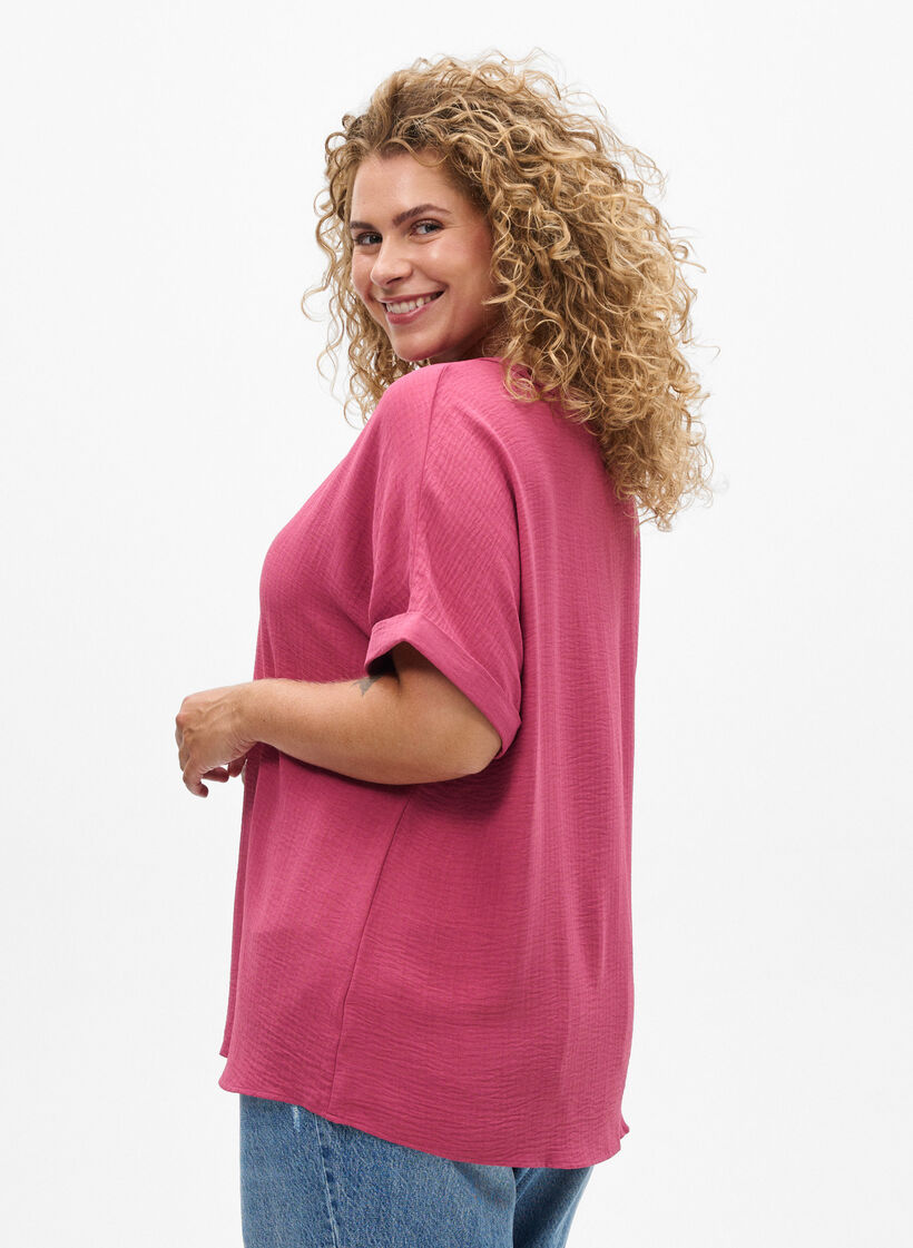 L&ouml;s blus med korta &auml;rmar, R&ouml;d, Model image number 2
