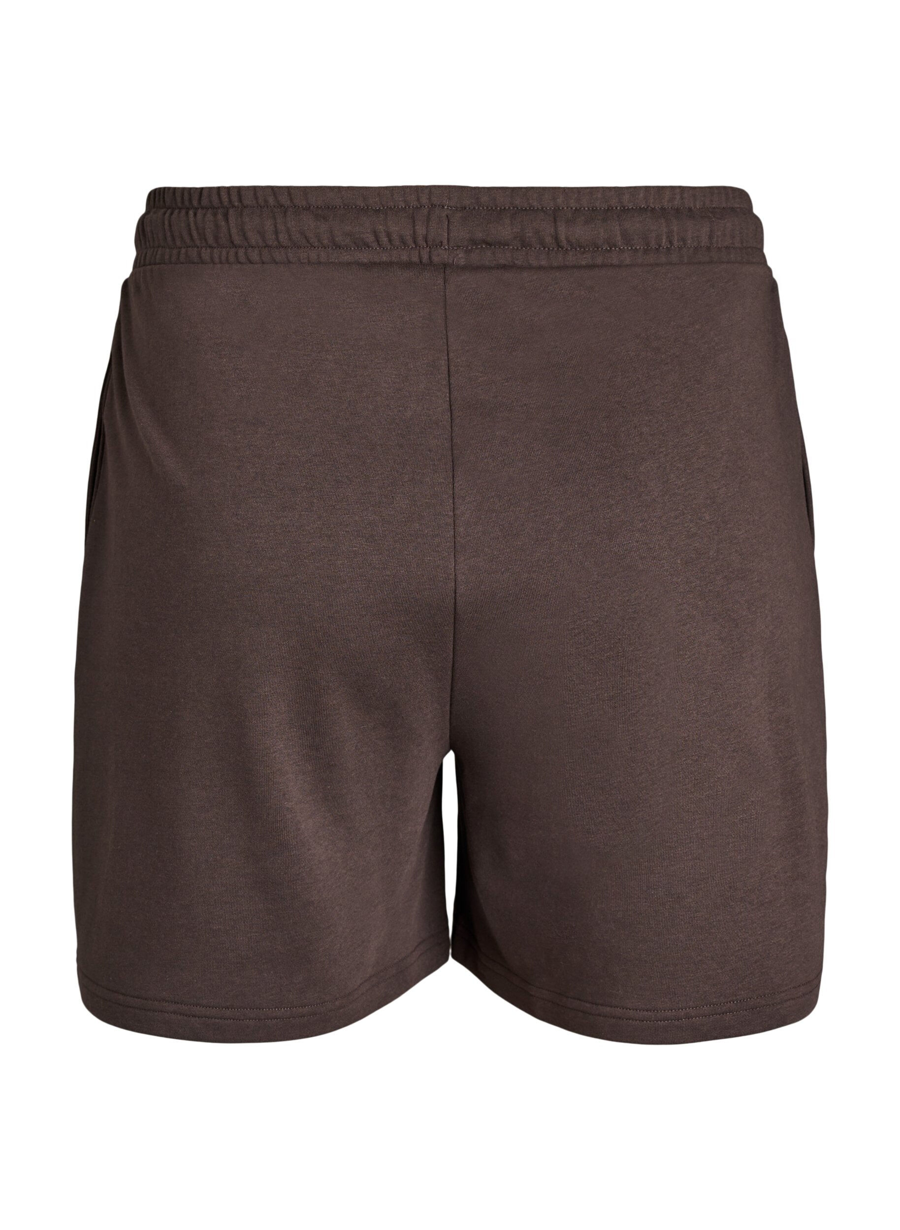 Zizzi Sweatshorts med h&ouml;g midja och fickor, Brun, Packshot image number 1