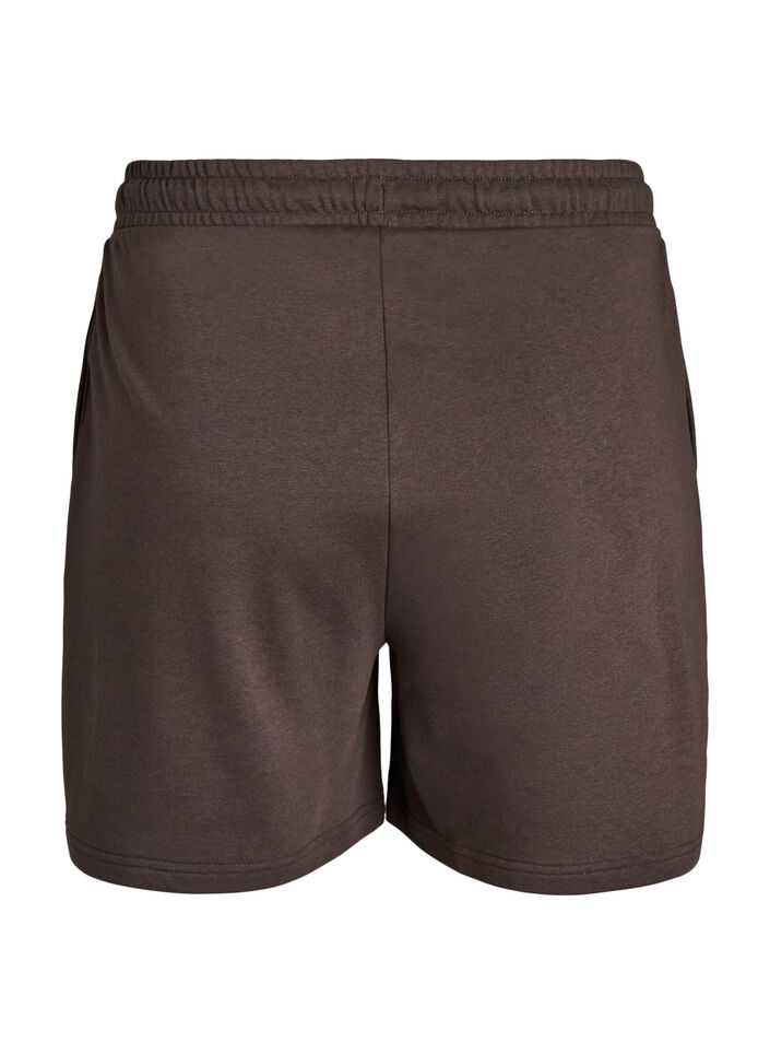 Sweatshorts med h&ouml;g midja och fickor, Brun, Packshot image number 1