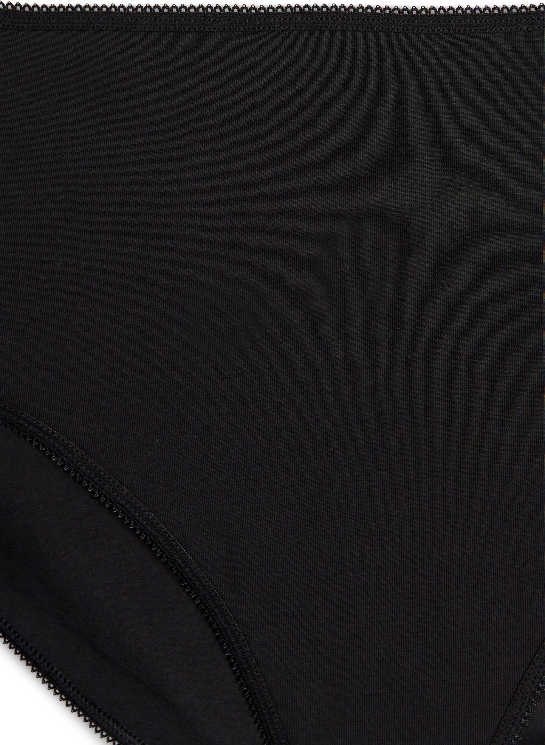 Zizzi 5-pack bomullstrosor med normal midja, Svart, Packshot image number 3