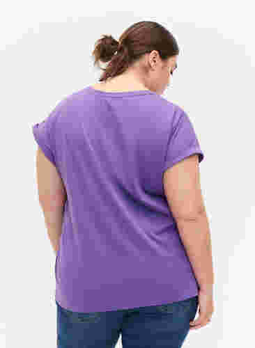 Kortärmad t-shirt i bomullsmix, Deep Lavender, Model image number 1