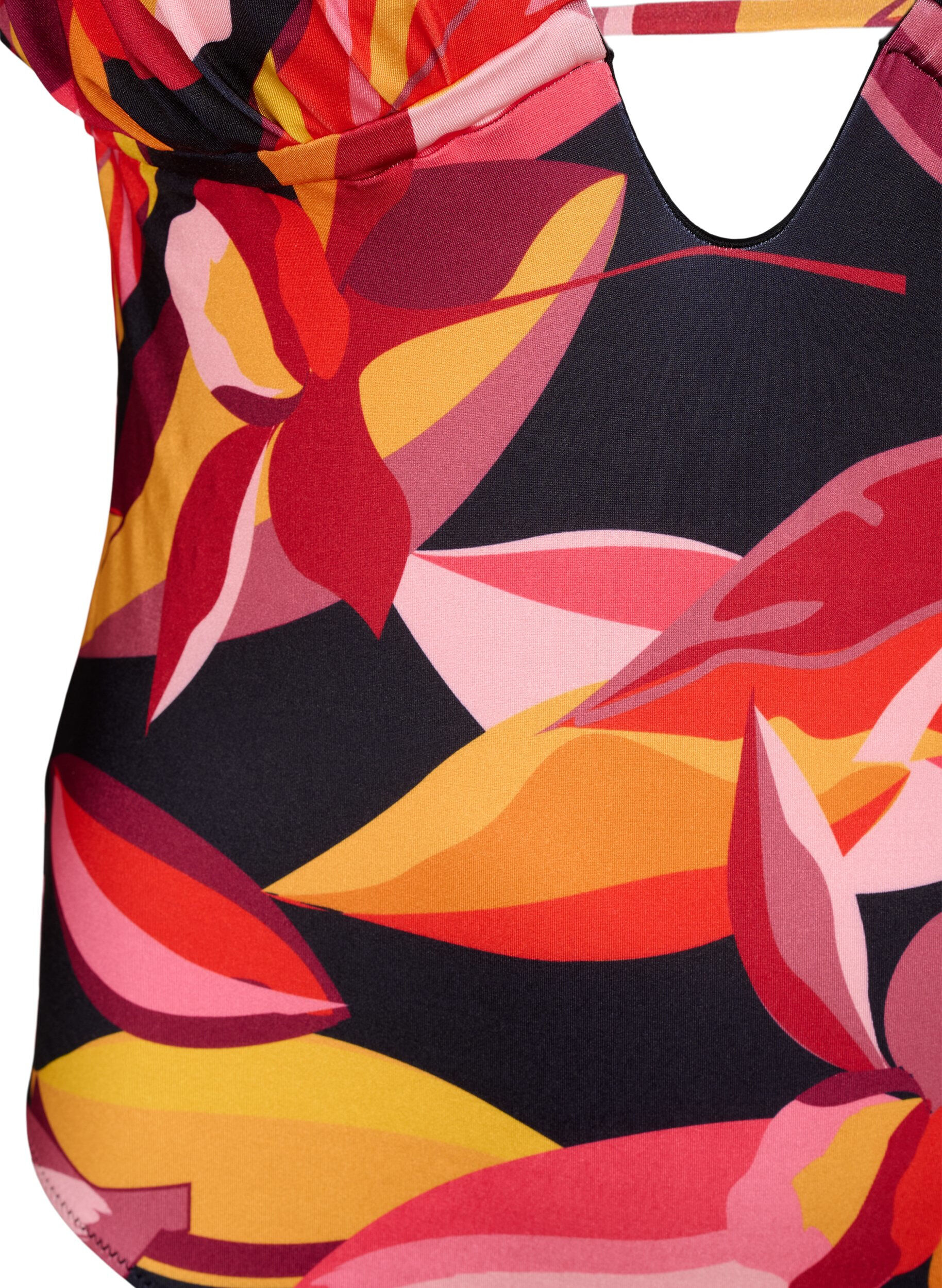 Zizzi Baddr&auml;kt med v-ringning och knytdetaljer, R&ouml;d, Packshot image number 2